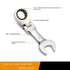 Flexible Pivoting Head Ratchet Short Wrench Spanner Garage Metric hand Tool 6mm-19mm For auto and Home Repair 1pcs