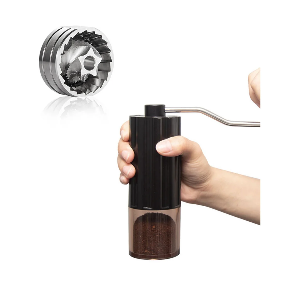 Portable Manual Coffee Grinder Conical Coffe Bean Mill Adjustable Coarseness for Espresso Home Traveling Camping-Grey