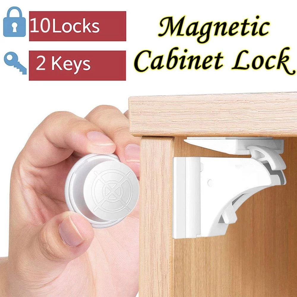 HONTUSEC Kids Security Baby Lock Magnetic Child Lock Cabinet Drawer Door Lock Children Protection Lock No Drilling Baby Lock