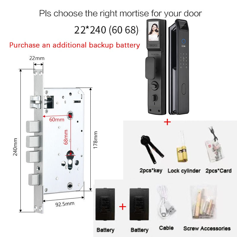 Fully Automatic WIFI APP 3D Face Recognition Smart Lock Fingerprint Biometric Card Key Digital Lock Home Smart Lock