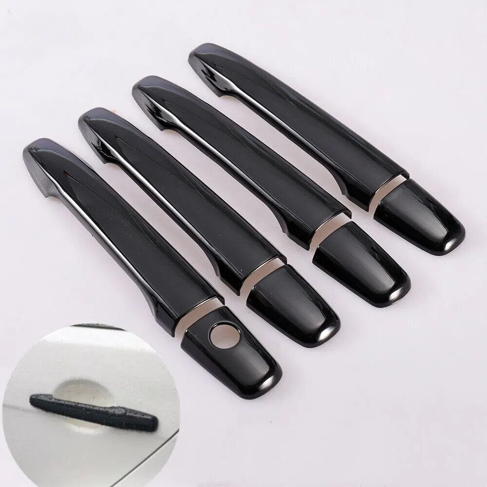 For Mitsubishi Lancer 2008-2020 Glossy Black Carbon Fiber Chrome Car Door Handle Cover Trim Sticker Styling Auto Accessories