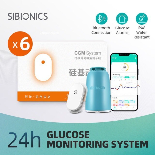 Sibionics Blood Glucose Meter 24h Real Time Monitoring Tester Diabetes Suger Sensor Health Monitors For Home Scanner Finger-Free