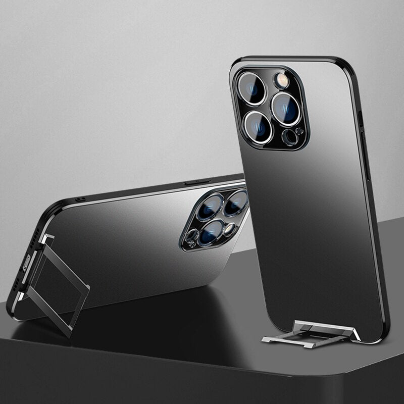 For iPhone 13 14 Pro Max Phone Case Metal Invisible Bracket Stand Back Cover For iPhone 13 Pro Max 14 Plus Magsafe Magnetic Case