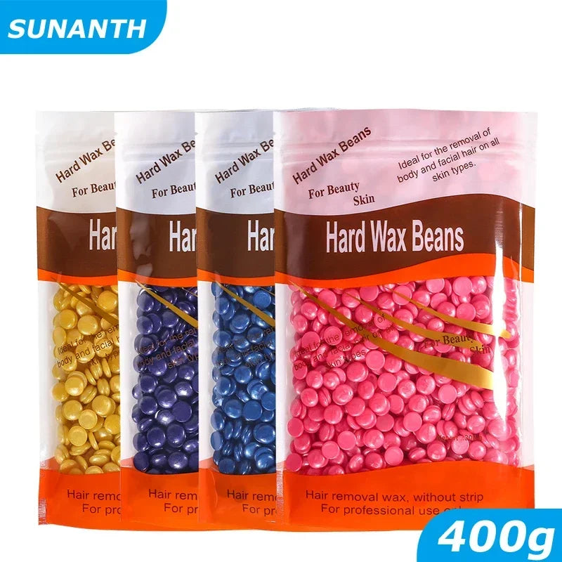 400g Hard Wax Beans Solid Hair Remover No Strip Depilatory Hot Film Wax Beads for Full Body Wax Beads for Wax Heater