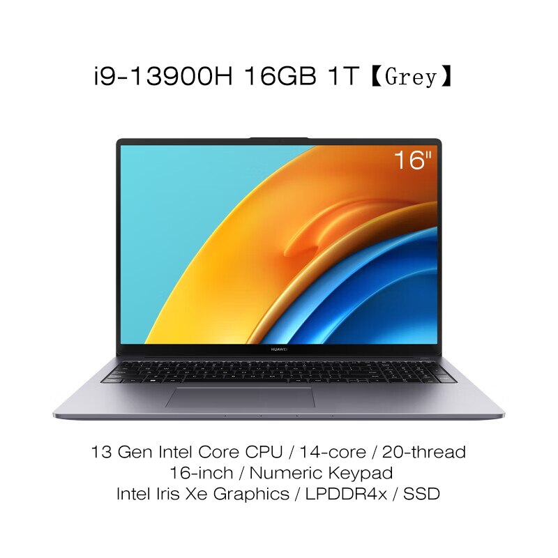 2023 HUAWEI MateBook D16 Laptop i9-13900H/ i7-13700H/i5-13500H 16GB 1TB Notebook 13th Intel CPU 16-inch With Numeric Keypad SSD