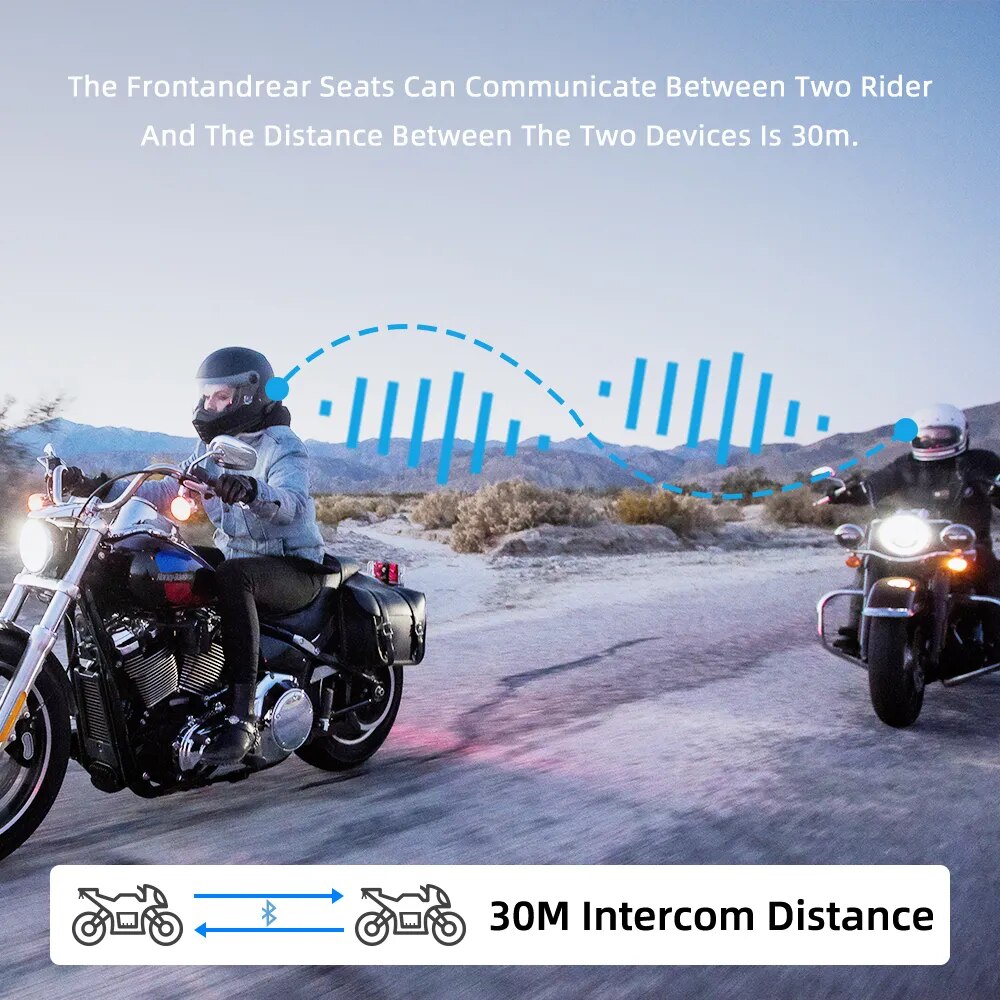WAYXIN T2 Motorcycle Helmet Headset For 2 Riders Bluetooth Intercom Headphone Motorbike Communicator Interphone Waterproof BT5.0