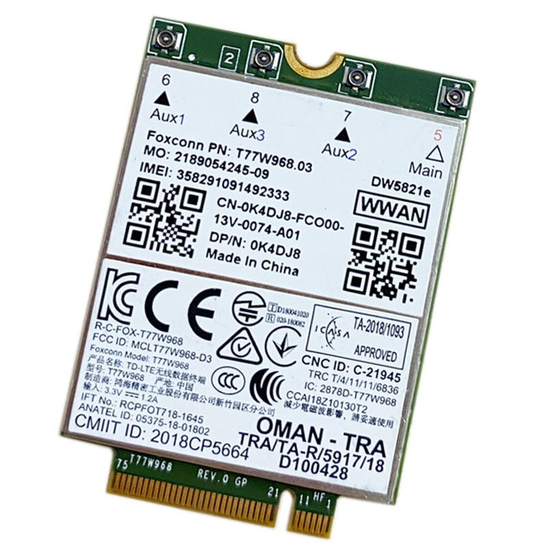 USB3.0 T77W968 For Dell DW5821e LTE Cat16 GNSS 5G WWAN Card Module for Lattitude 5420 5424 7424 Rugged Latitude 7400 / 7400 2-in