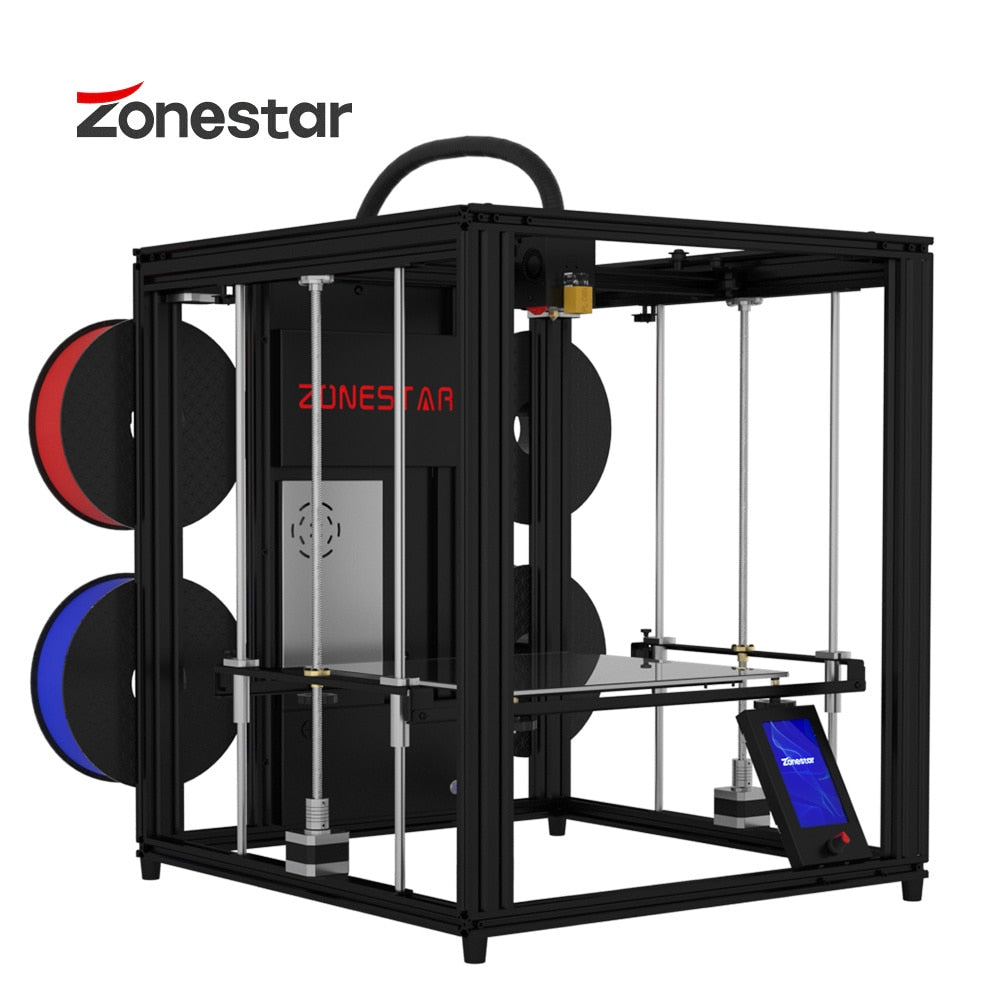 ZONESTAR Multi Color 3D Printer 4 Extruders 4-IN-1-OUT Closed Frame Large Size Silent Auto Leveling Fast Printing CoreXY Z9V5Pro