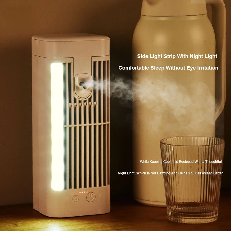Xaomi Desktop Air Conditioner Fan Mini Portable Water-cooled Fan Household Spray Refrigeration Indoor Air Cooler Night Light