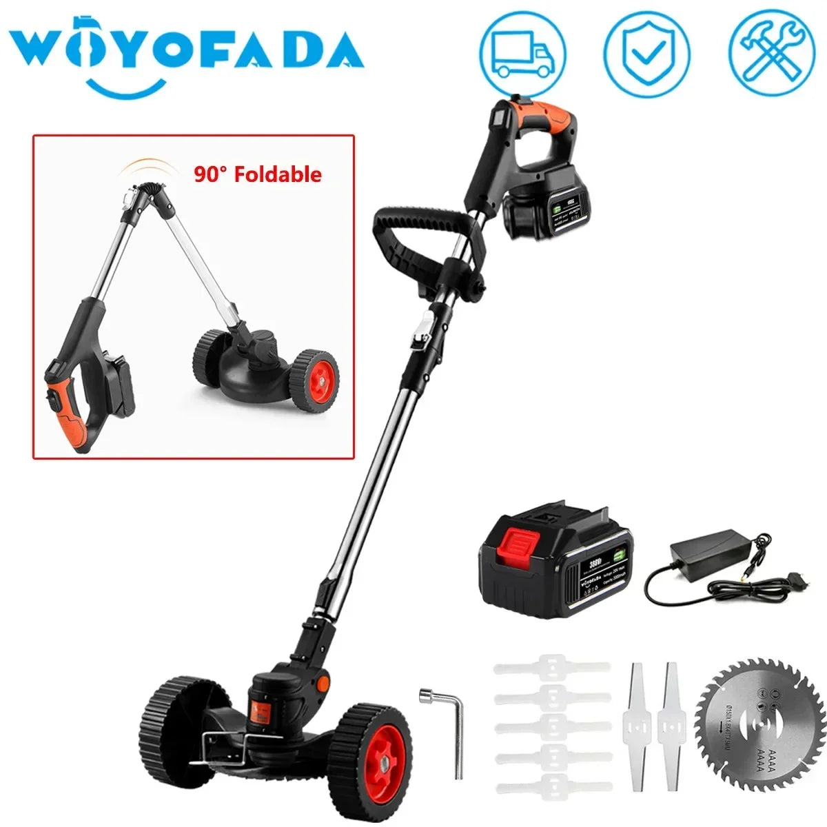 Electric Lawn Mower 20V Cordless Grass Trimmer Length Adjustable Cutter Household Garden Tools Compatible Makita 18V Battery