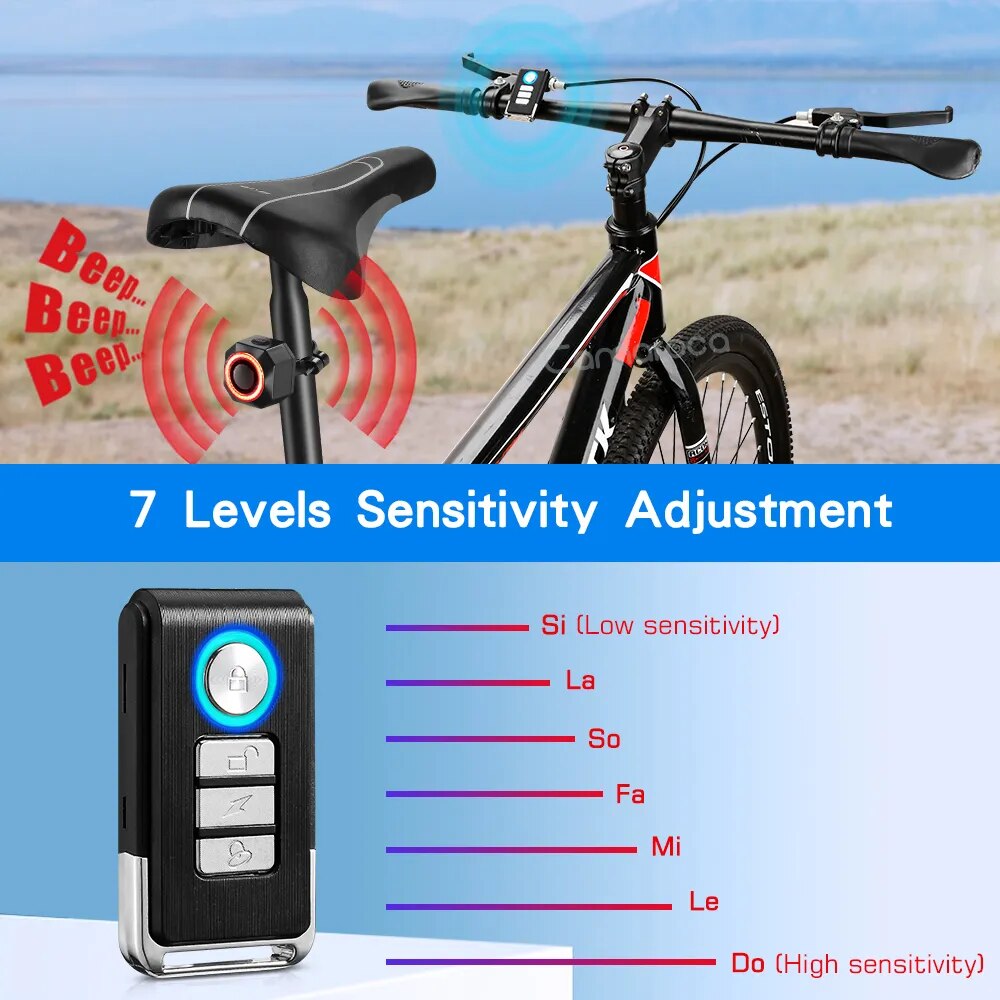 Camaroca Bike Burglar Alarm Taillight Waterproof Remote Control USB Charge Bicycle Rear Light Smart Auto Brake Sensing Tail Lamp