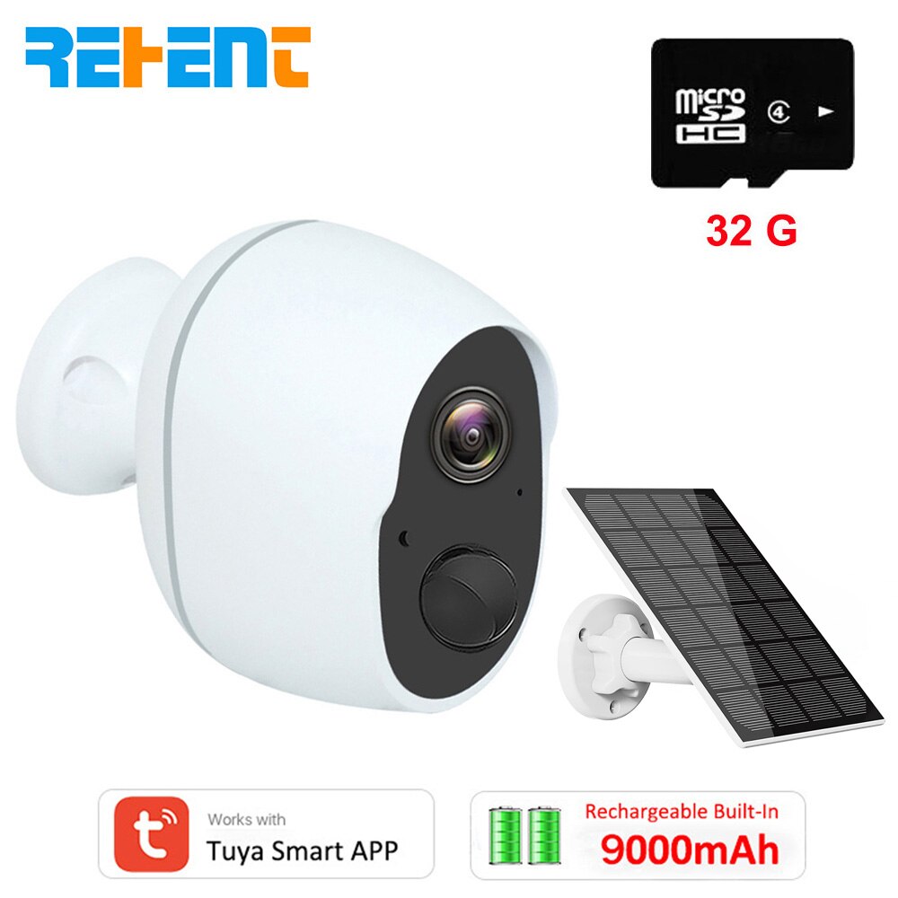 REHENT 3MP 9000mAh Battery WIFI Surveillance Camera Tuya Smart Home Outdoor Security Protection Wireless CCTV Camera Solar Panel
