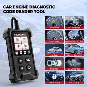 MUCAR CDL20 OBD2 Car Diagnostic Tools OBD 2 Code Reader Scanner For Engine Diagnosis 10 OBD2 Free Auto DTC Lookup 8 Languages