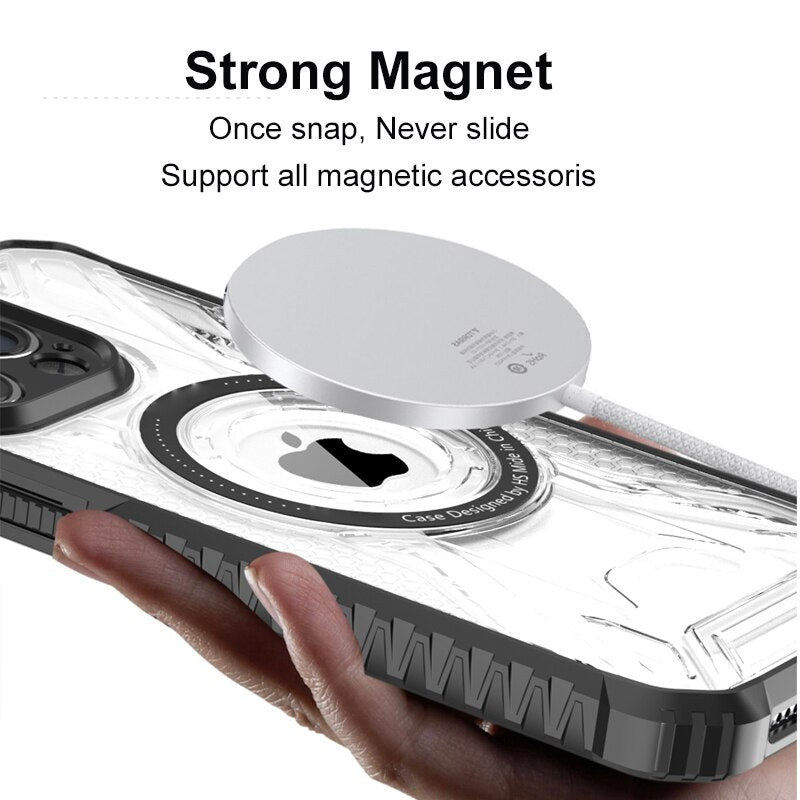 Magnetic Phone Case for iPhone 11 13 Pro Max Apple 14 Plus 12 Mobile Cases Anti Yellow Original Back Cover for Wireless Charging