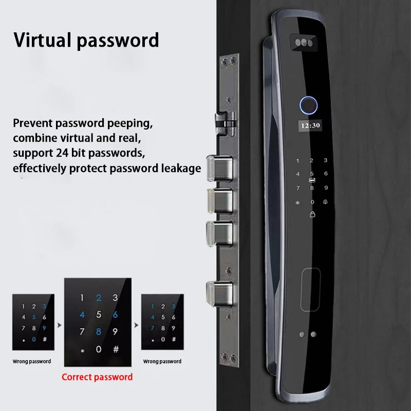 3D Facial Recognition App WIFI Password Fingerprint Card Portable Visual Doorbell Monitoring Camera Electronic Door Lock