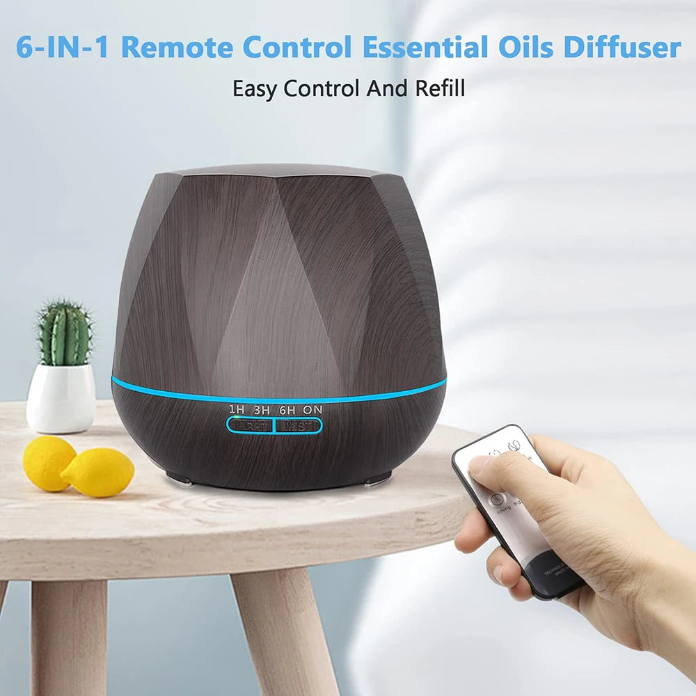 550ml Essential Oil Diffuse Upgraded Remote Control 6 in 1 Aromatherapy Ultrasonic Cool Mist Humidifier 7 Color For Home Office