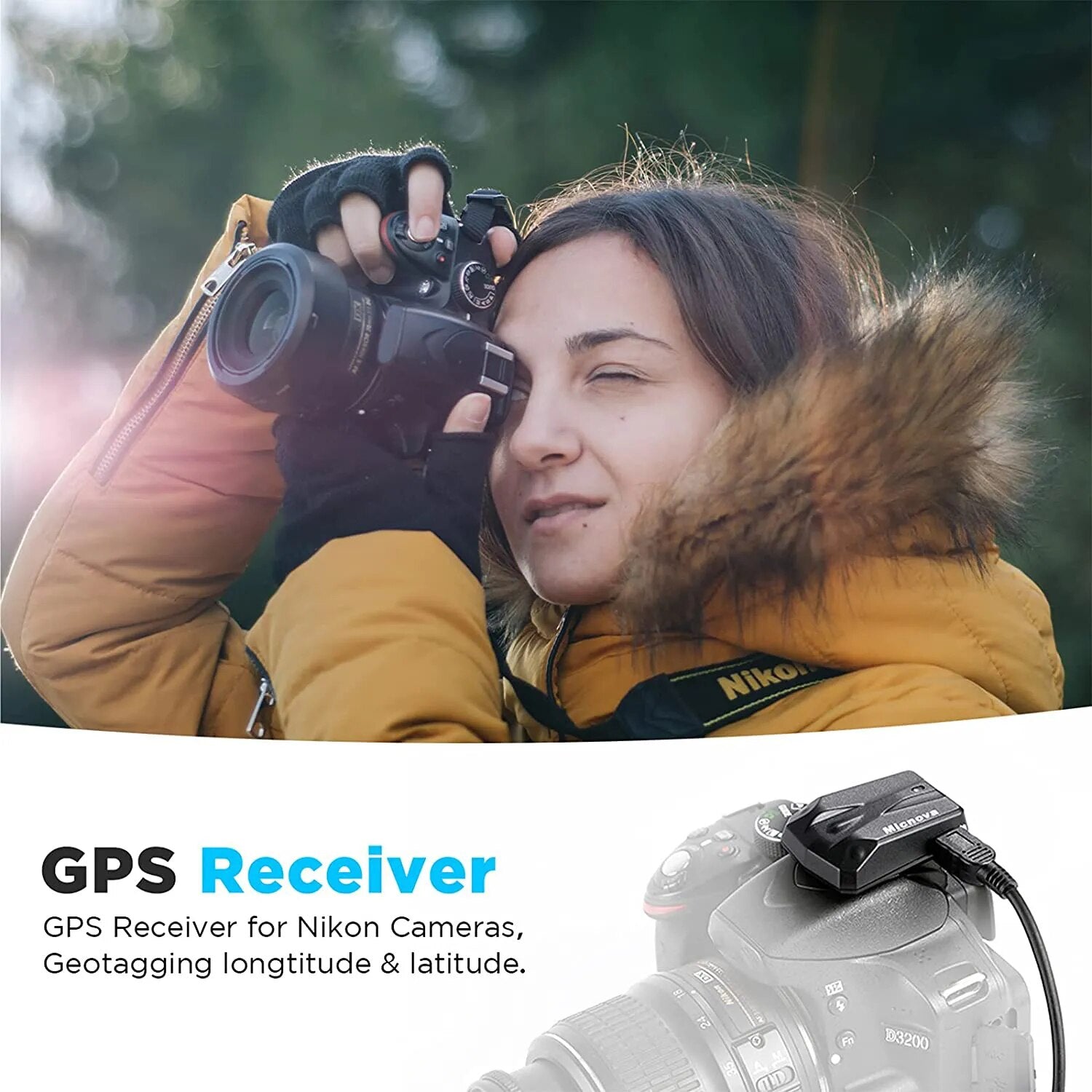 Micnova GPS-N Camera GPS Tracker Receiver Navigation Remote Controller for Nikon DSLR Record Latitude Longitude Altitude UTC
