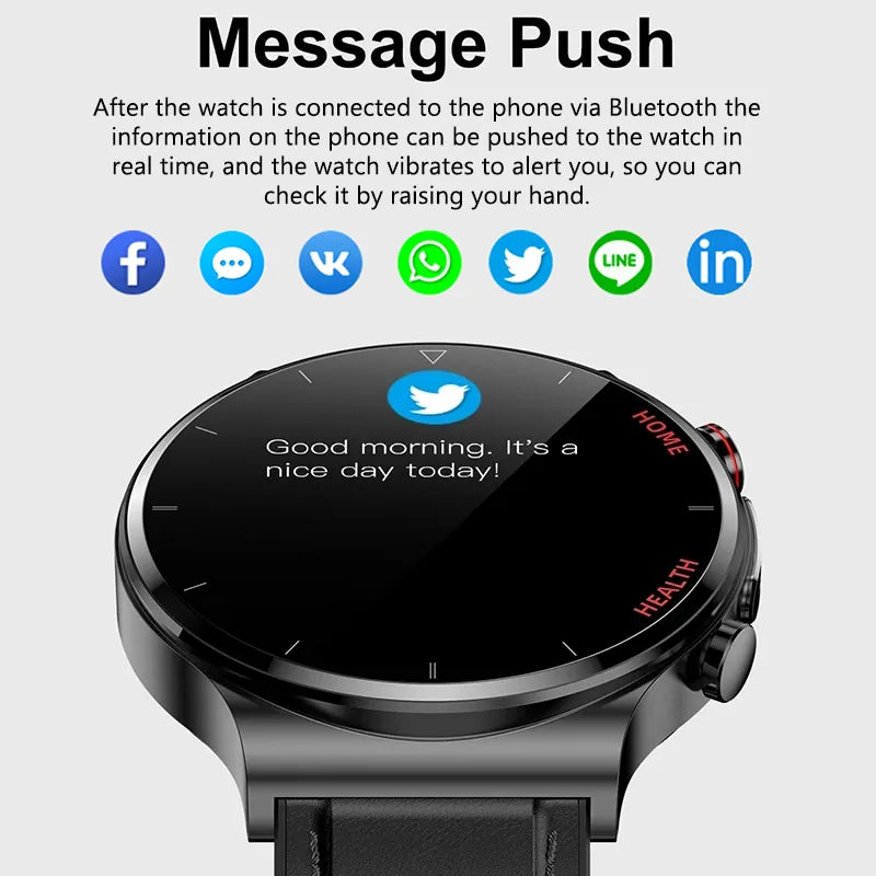 2023 New Laser Treatment Three High Smart Watch Men ECG PPG Heart Rate Blood Sugar Health Tracker Smart Watch For Huawei Xiaomi