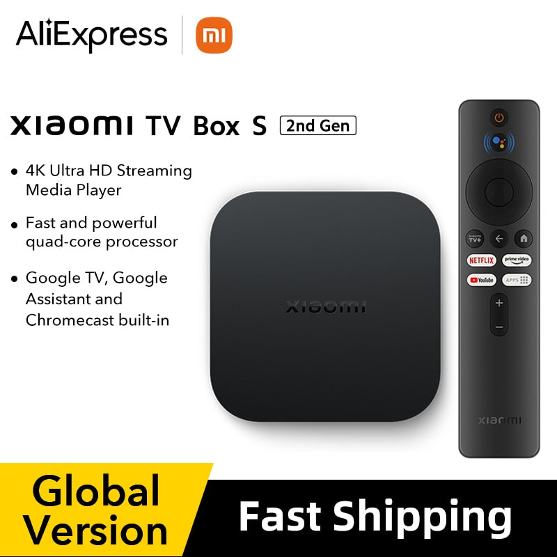 In stock Global Version Xiaomi Mi TV Box S 2nd Gen 4K Ultra HD BT5.2 2GB 8GB Google TV Google Assistant Smart TV Box