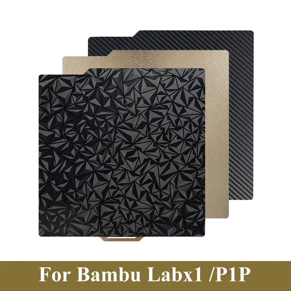 For Bambu lab x1 P1P PEO PET PEI Sheet 257x257mm Bed Double sided Diamond Carbon Fiber Texture 3D Printing Plate For Bambulab