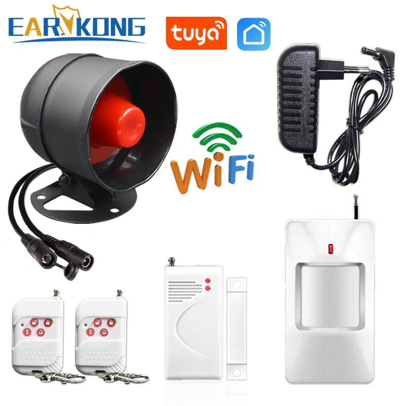 Tuya WiFi Wireless Alarm System Home Security Burglar loudly Siren 433MHz Motion Infrare Detector Door Sensor Alexa Google Home