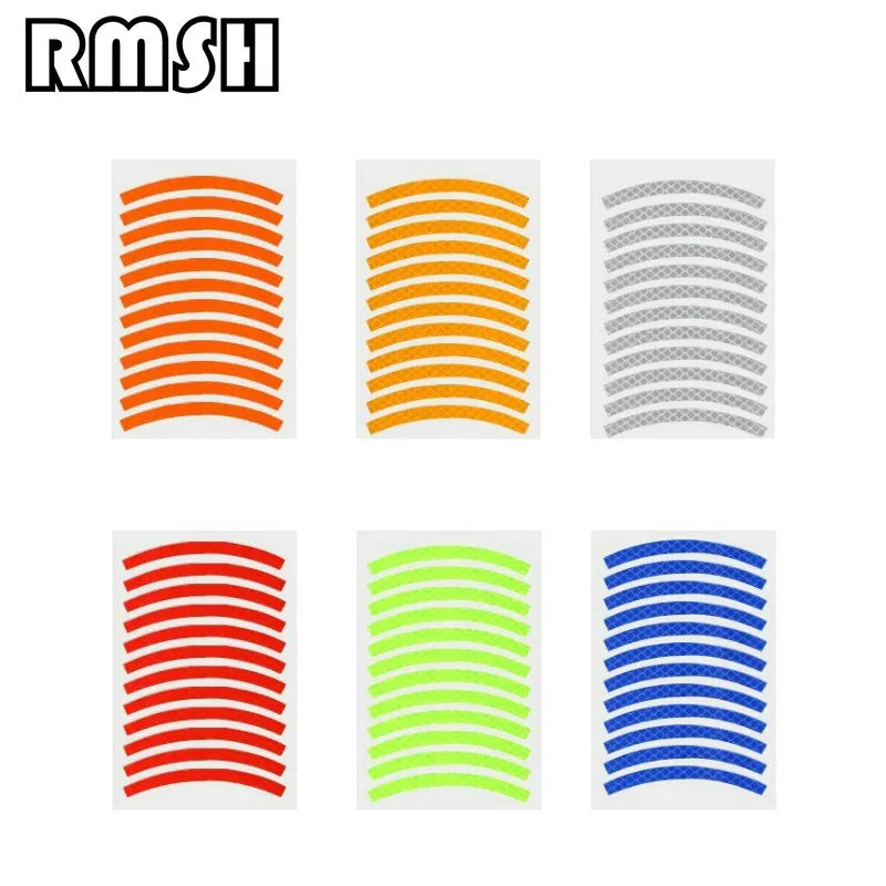 12 pieces/sheet Bicycle Reflective Stickers Rims Ttire Skateboard Safety Stickers Wheel Color Kids Balance Bike Accessories