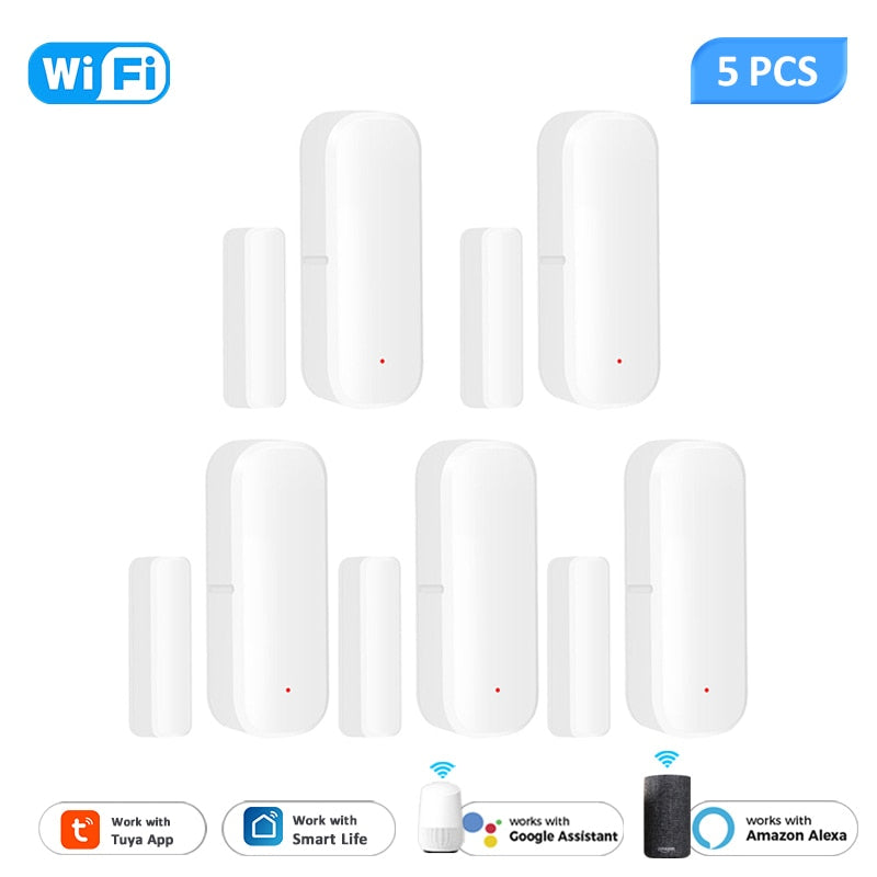 Aubess Tuya Door Sensor Smart WiFi Zigbee Window Sensor Alarm Detector Independent Magnetic Sensor Work With Alexa Google Home