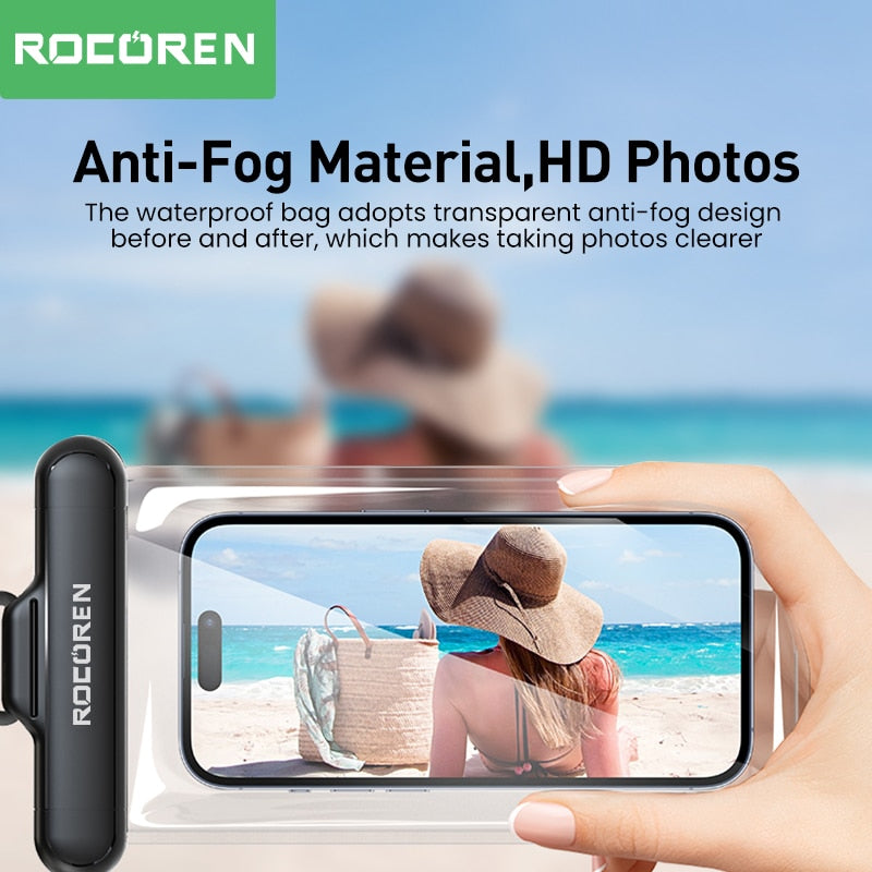 Rocoren Waterproof Phone Case for iPhone 14 13 Pro Samsung Xiaomi Universal Water Proof Phone Pouch Transparent Protection Cover