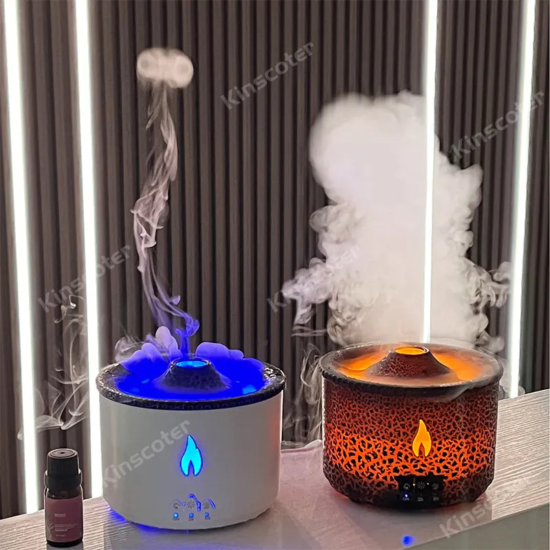 Jellyfish Smoke Ring Volcanic Flame Aroma Diffuser 360ml Aromatherapy Essential Oil Diffuser Air Humidifier Christmas Gift