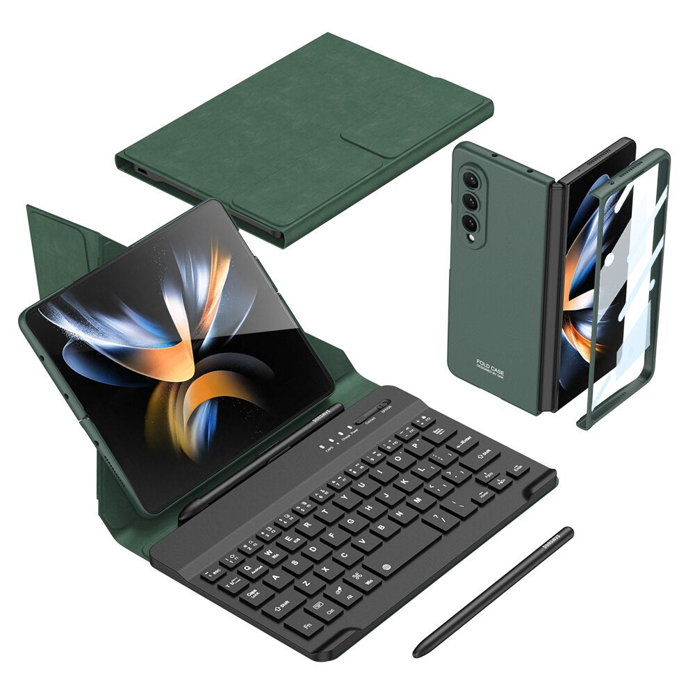 Magnetic Wireless Bluetooth Stand Leather Case For Samsung Galaxy Z Fold 3 4 Case keyboard protector With Pen Slot For Fold4 3