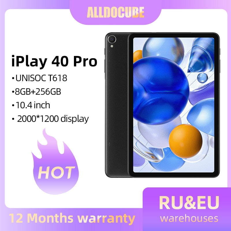 ALLDOCUBE iPlay 40 Pro 10.4 inch  2K Tablet PC Android 11 8GB RAM 256GB ROM Octa Core T618 4G Lte PhoneTablet