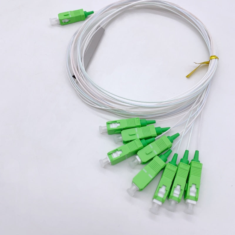 10pcs/lot High Quality FTTH Fiber Optic Splitter 1x2 1x4 1x8 1x16 1x32 PLC SC/APC SM Singlemode 0.9mm G657A1 LSZH 1m sc apc