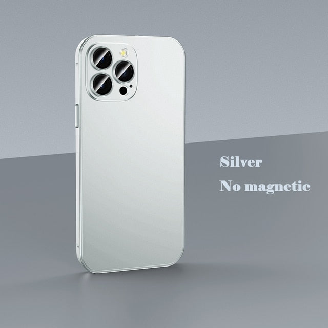 For Magsafe Wireless Charging Aluminium Frame Magnetic Case For iPhone 14 13 12 Pro Max Lens Glass Protective Metal Bumper Cover