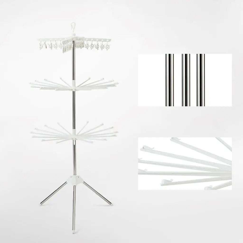 3 Tiers Foldable Drying Rack Stainless Steel Towel Rack Baby Clothes Rack Balcony Hanger Assembly Structures Clothes Rack