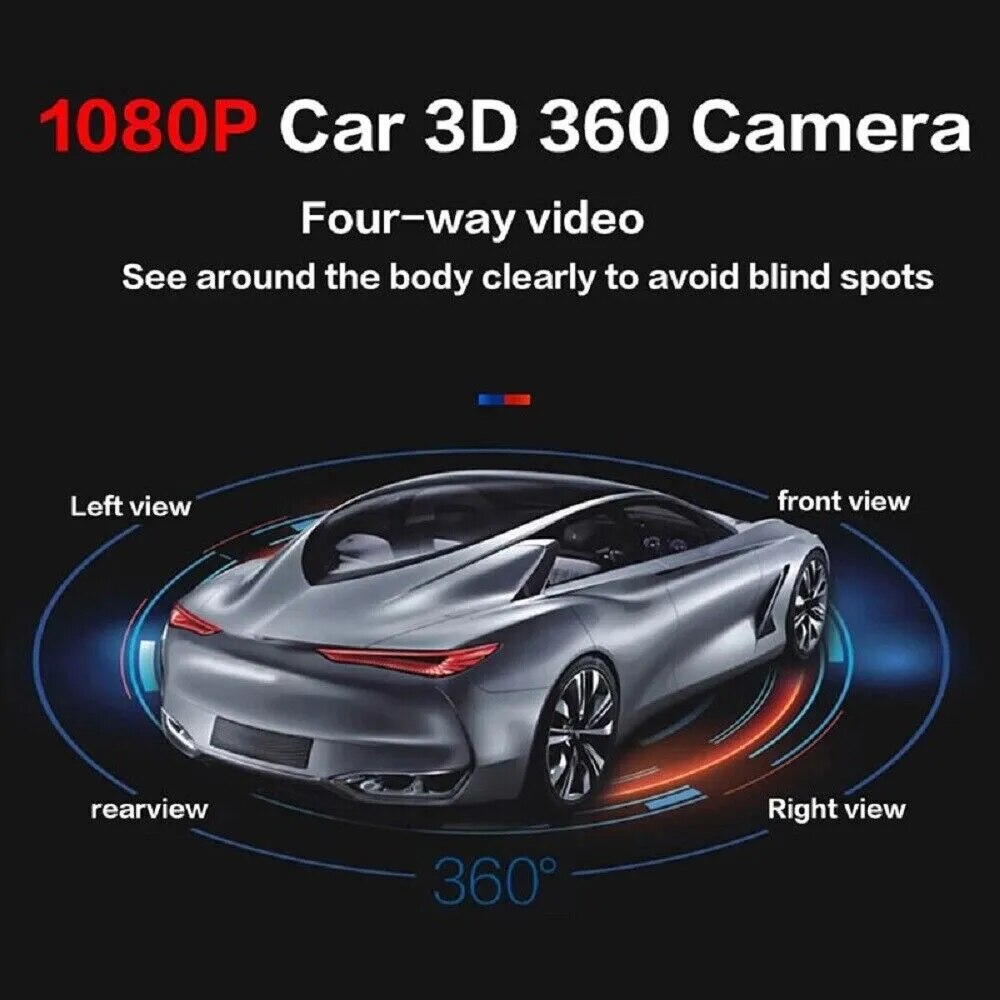 360 Car Camera Panoramic Surround View 1080P AHD Right+Left+Front+ Rear View Camera System for Android Auto Radio Night Vision 7