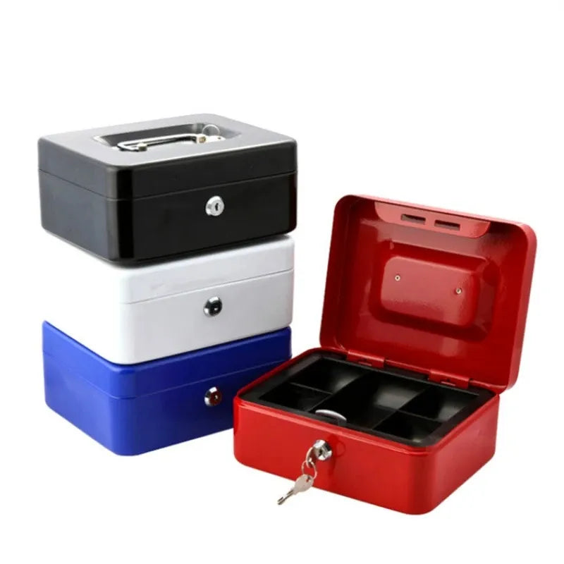 Practical Mini Petty Cash Money Box Stainless Steel Security Lock Lockable Safe Small Fit for House Decoration 3 Size S/M/L