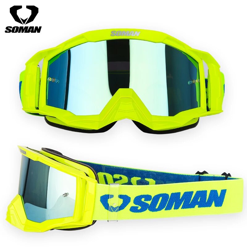SOMAN Motocross Goggles UV Resistant Downhill Moto Glasses Dustproof Cross Glasses Bike Goggles Off Road Motorcycle Gafas Winter