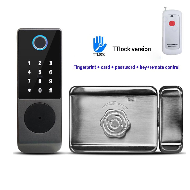 Fingerprint Lock Waterproof Tuya Wifi Remote Control Bluetooth TTLock App Card Digital Code Keyless Electronic Smart Door Lock