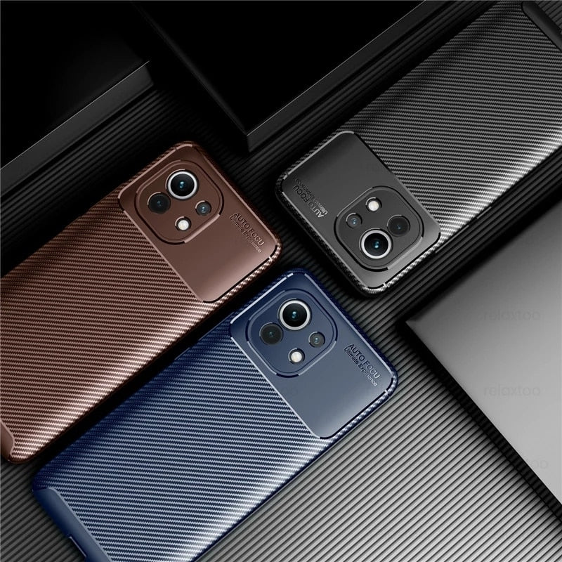 Xiaomy Mi11 Lite 5G NE Case Carbon Fiber Silicone Shockproof Coque for Xiaomi Mi 11 Lite 11Lite Light 5G NE Matte TPU Back Cover