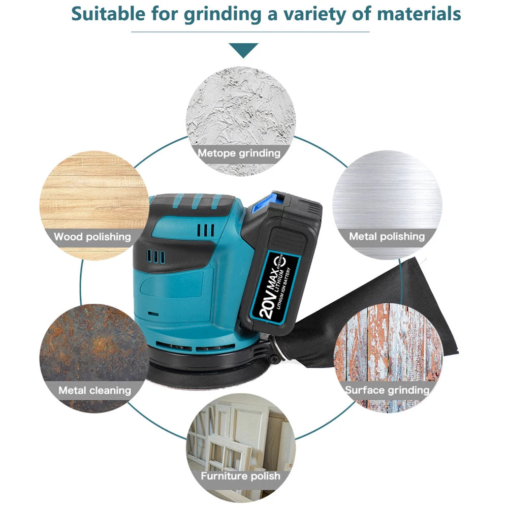 3 Speed Cordless Random Orbital Sander Wood Grinder Polishing Electric Grinding With Sandpaper For Makita 18V Battery