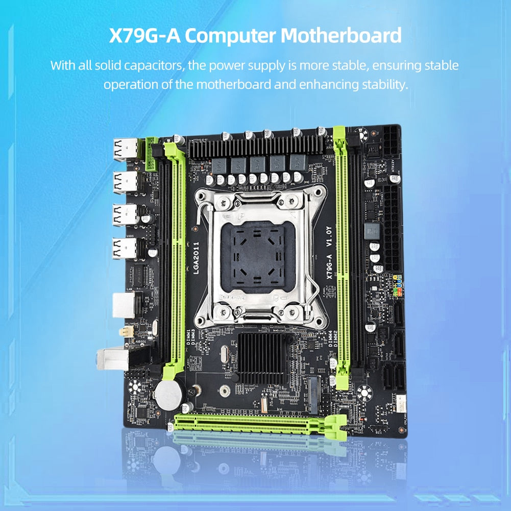 X79G-A Desktop Motherboard M.2 NVME LGA 2011 128GB Server Gaming Mainboard 4 SATA 2.0 USB2.0 Ports PCIe 3.0 5.1 Channels