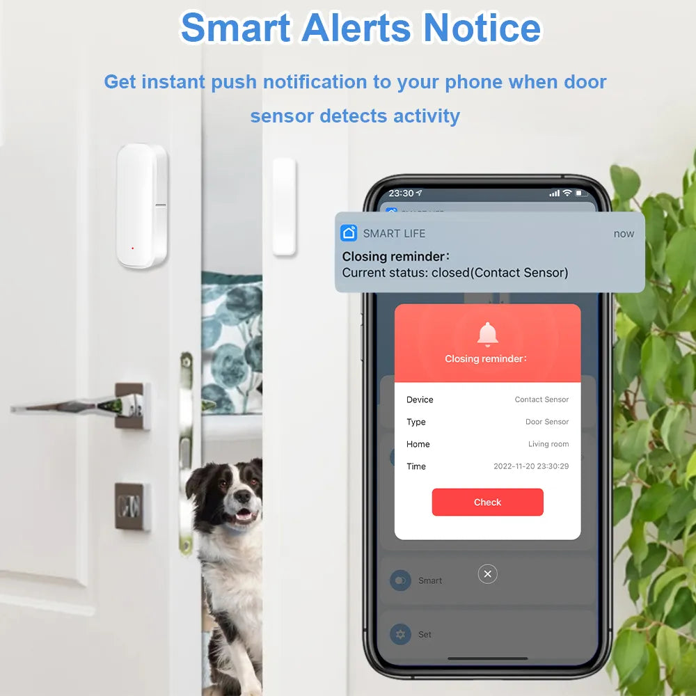 Tuya WiFi Zigbee Smart Door Sensor Window Sensor Door Magnetic Alarm Detector Magnetic Sensor Work With Alexa And Google Home