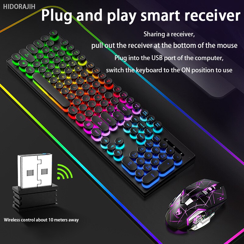 TF380 Keyboard and Mouse Set Wireless USB Game Glow Wireless Keyboard and Mouse Set