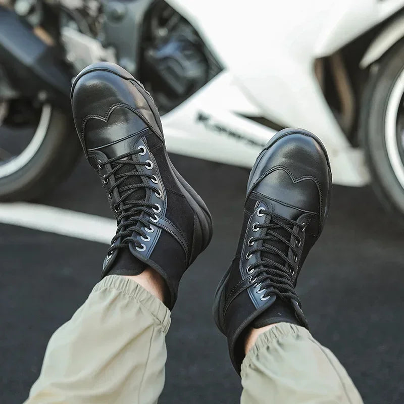 Motorcycle Boots For Men Black Ankle Boots Off-road Motorbike Racing Shoes Riding Equipment Breathable Durable Shockproof Soft