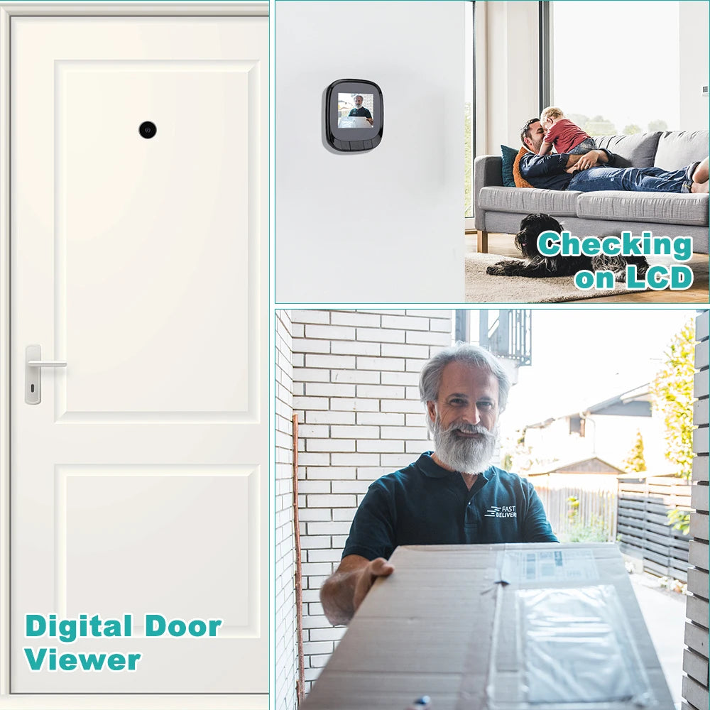 Camluxy 2.4 inch Electronic Peephole Viewer LCD Digital Doorbell 90° Door Eye Doorbell Camera Viewer Safety Outdoor Monitor