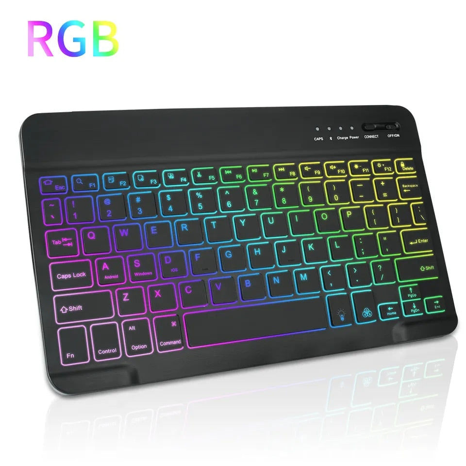 RGB BT Keyboard and Mouse Combo Rechargeable Wireless Blue-tooth Keyboard Mouse Russian Spanish Backlight Keyboard and Mouse Set