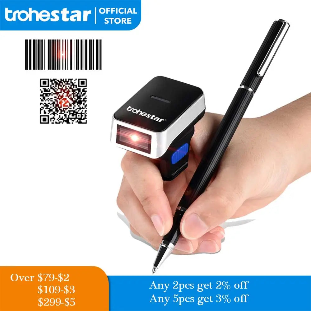 Trohestar Wireless Barcode Scanner 1D 2D Reader Android QR Coder Reader Scanner Mobile PDF417 Bar Code Reader USB Scanners