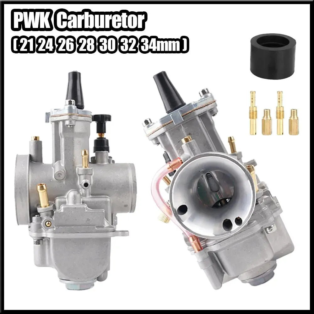 PWK Universal Carburetor, 21 24 26 28 30 32 34mm PWK Motorcycle Carburetor Power Injection, for Racing Mikuni Koso ATV Yamaha