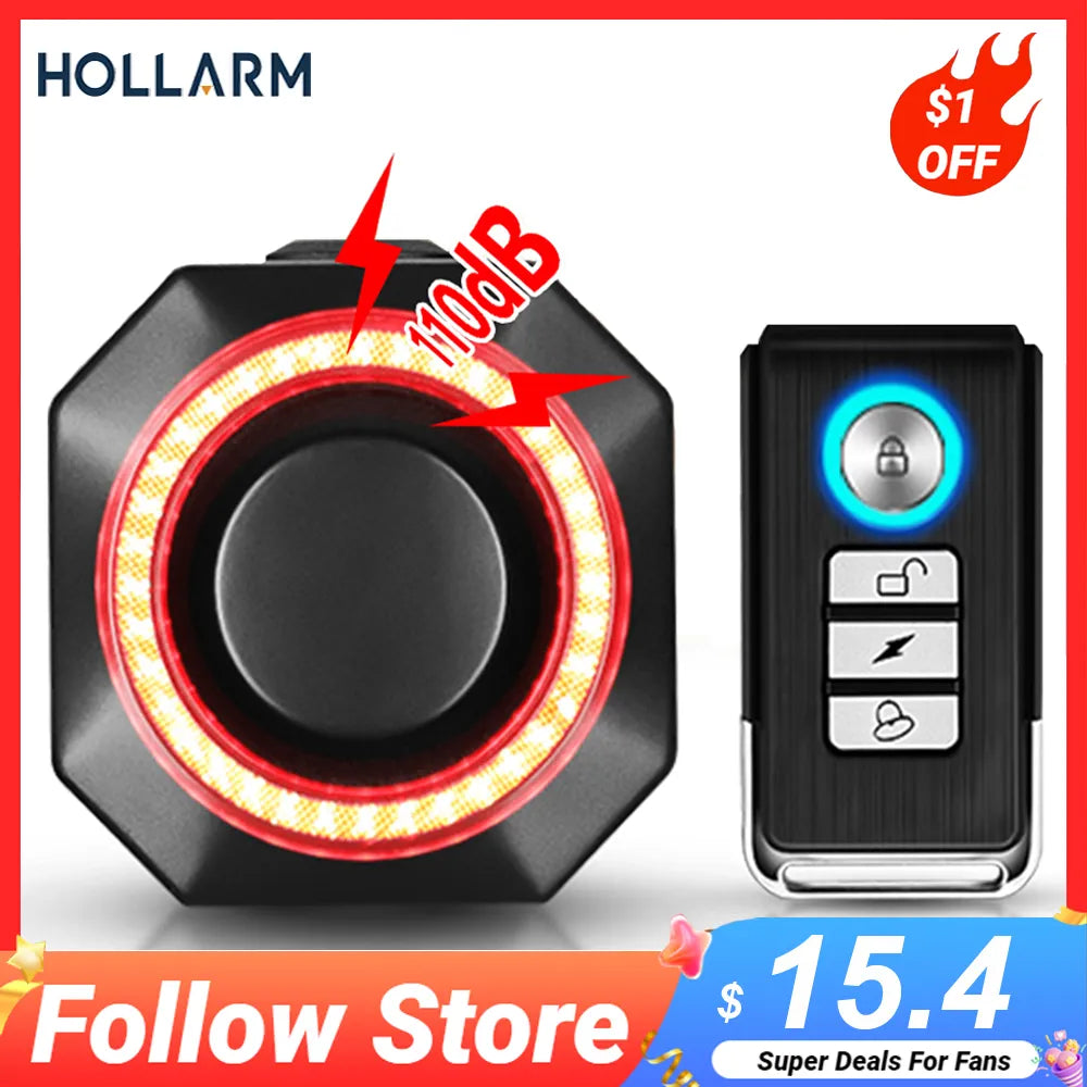 Hollarm Bike Alarm Taillight Anti Theft Burglar USB Charge Bicycle Light Smart Brake Sensing Remote Control Bike Alarm Tail Lamp