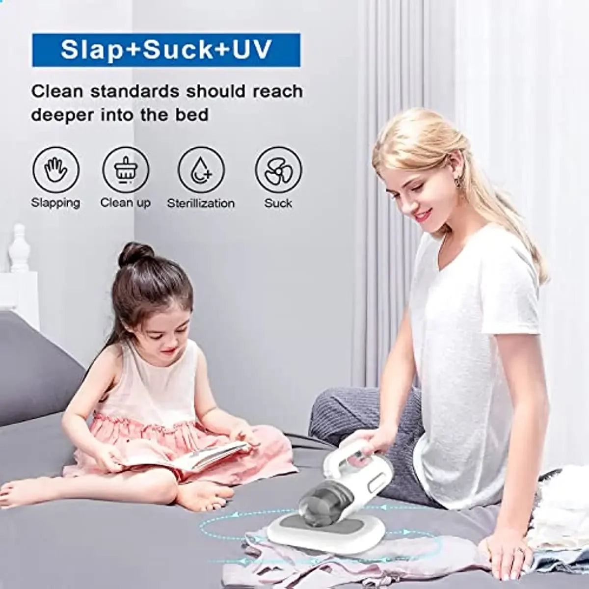 Mite Remover Bed Vacuum Cleaner UV Mattress Strong Suction Handheld Sofa Cleaner Deep Cleaner For Bed Cleaning Sheet Fabric Sofa